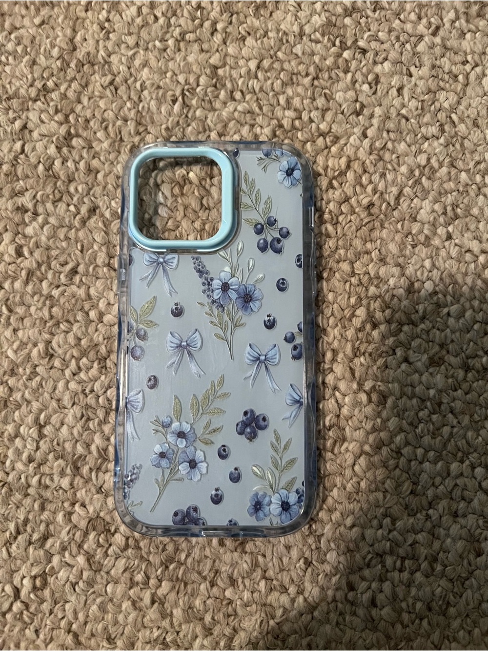 Floral Blue and White Clear Phone Case for iPhone 14 Pro Max